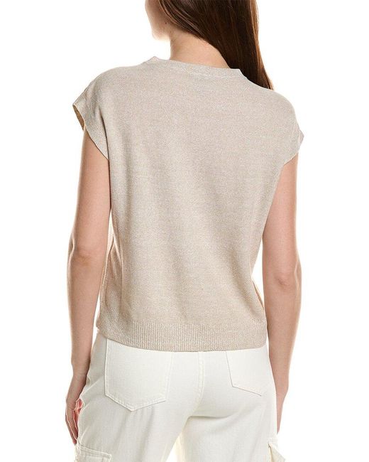 Eileen Fisher White Crewneck Linen-Blend Vest