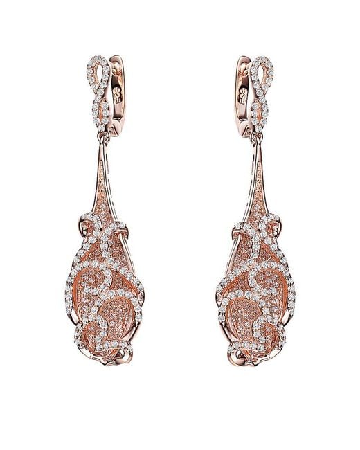 Genevive Jewelry Multicolor 14K Rose Vermeil Drop Earrings