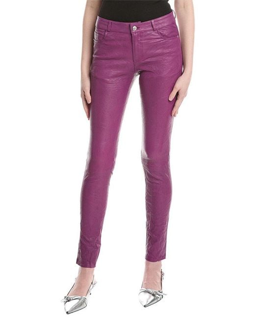 Zadig & Voltaire Purple Phlame Cuir Froisse Leather Pant