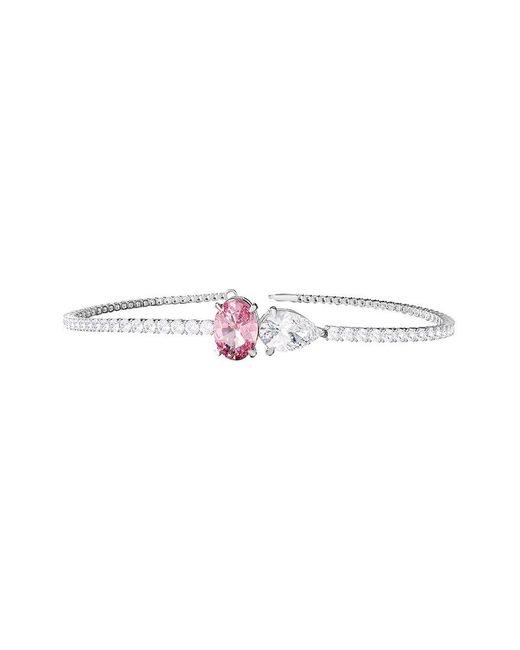 Lab Grown Diamonds White 18K Vermeil 3.83 Ct. Tw. Lab-Grown Diamond & Gemstone Bangle Bracelet