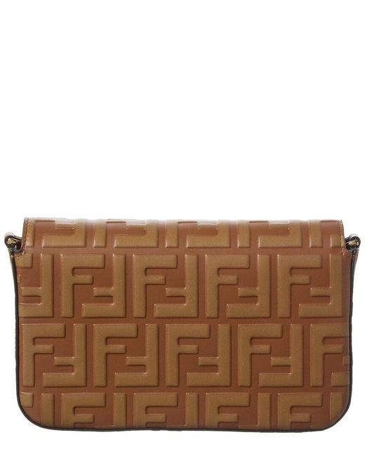 Fendi Brown Ff Diamonds Leather Wallet On Chain