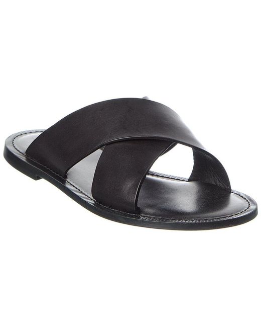 Todd Snyder Black Tuscan Leather Criss Cross Sandal for men