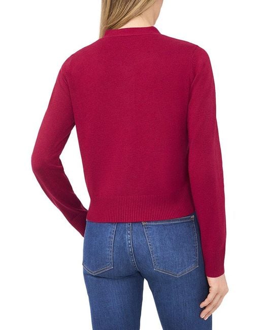 Cece Red Regular Fit Wool-Blend Cardigan