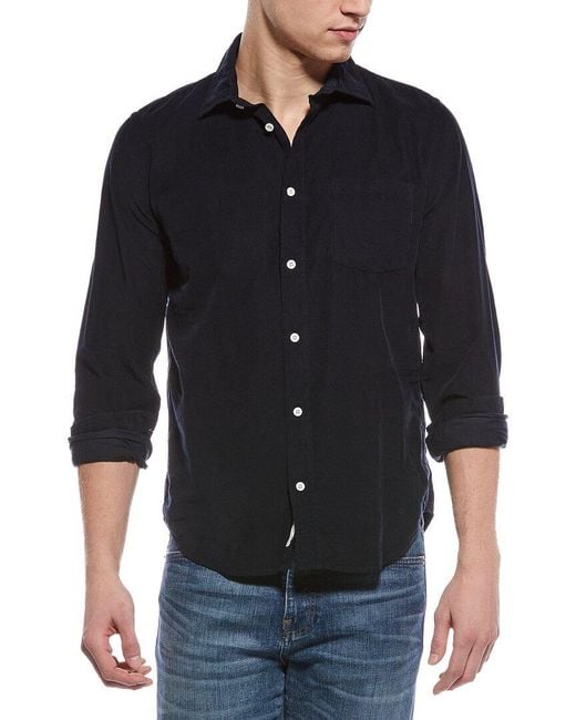 Onia Black Micro Cord Button Down Shirt for men
