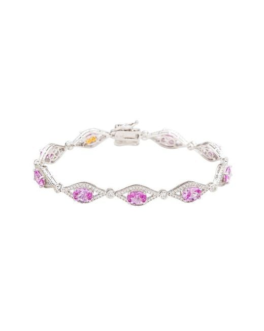 Suzy Levian White Silver 0.02 Ct. Tw. Diamond & Gemstone Bracelet