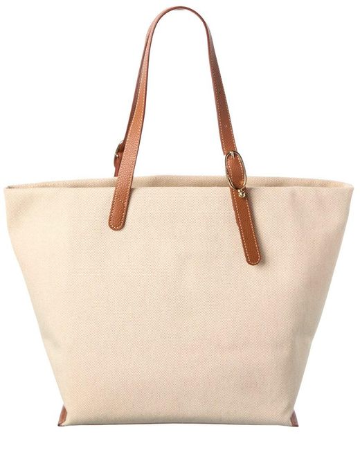Longchamp Brown Epure Canvas & Leather Tote