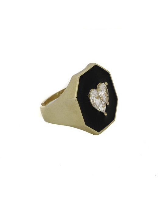 Ebru Jewelry Black Love Cz Statement Adjustable Ring