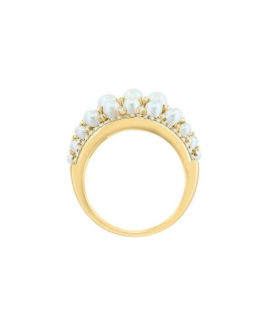 Effy Fine Jewelry Metallic 14K 0.30 Ct. Tw. Diamond & 2,2.3, 2.5,3,3.5Mm Pearl Ring