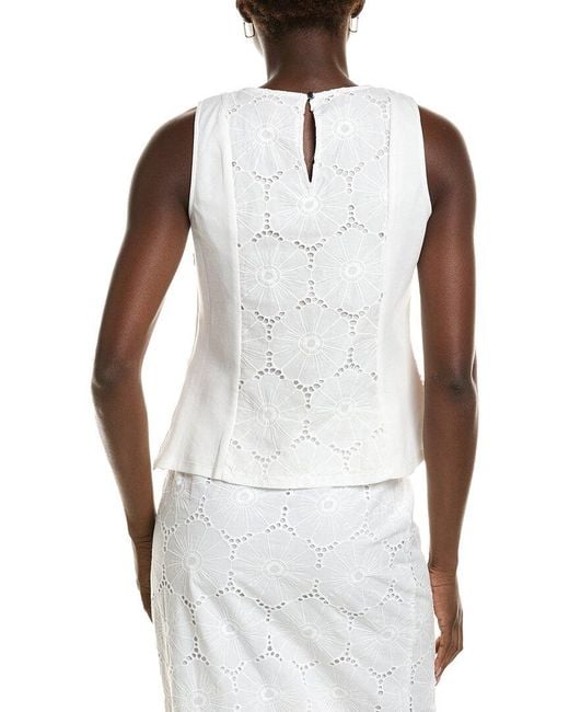 Vince Camuto White Embroidered Top