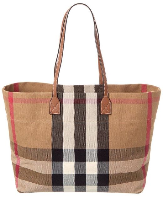 Burberry Brown Check Canvas & Leather Tote