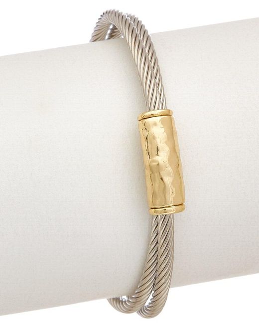 Juvell White 18K Two-Tone Plated Twisted Cable Cuff