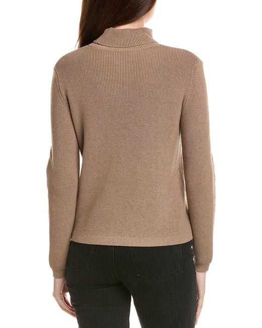 Hannah Rose Gray Shaker Turtleneck Cashmere-Blend Sweater