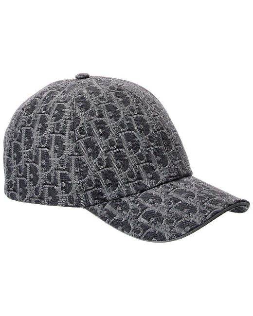 Dior D-Player Denim Oblique Leather-Trim Cap in Gray | Lyst