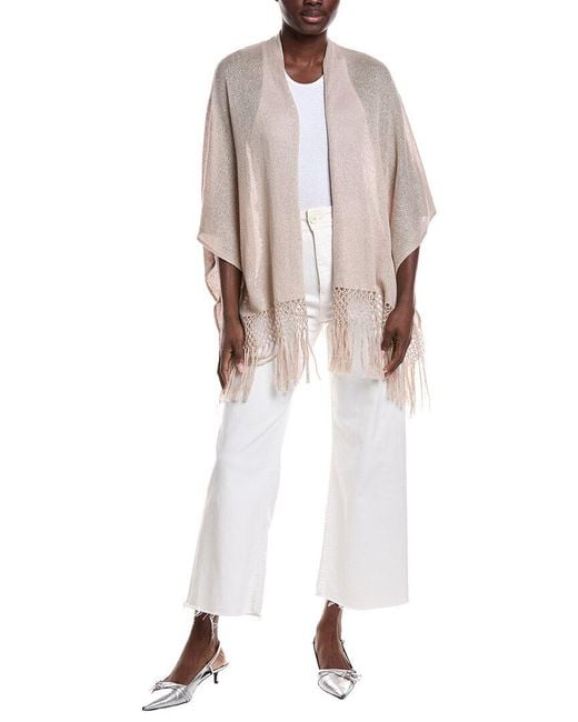 Brunello Cucinelli White Linen & Silk-Blend Poncho