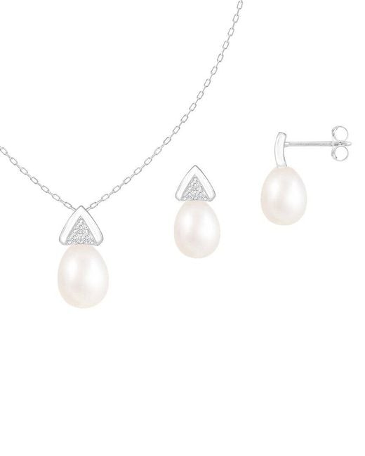 Splendid White 7.5-8Mm Pearl Cz Set