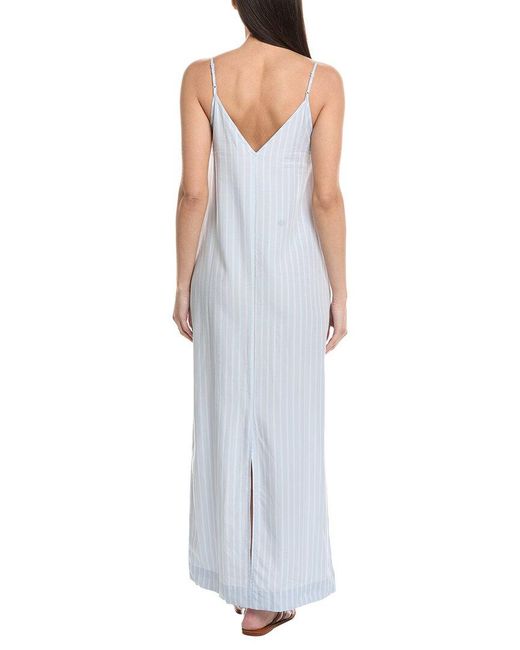 Onia Blue V-Neck Linen-Blend Maxi Dress
