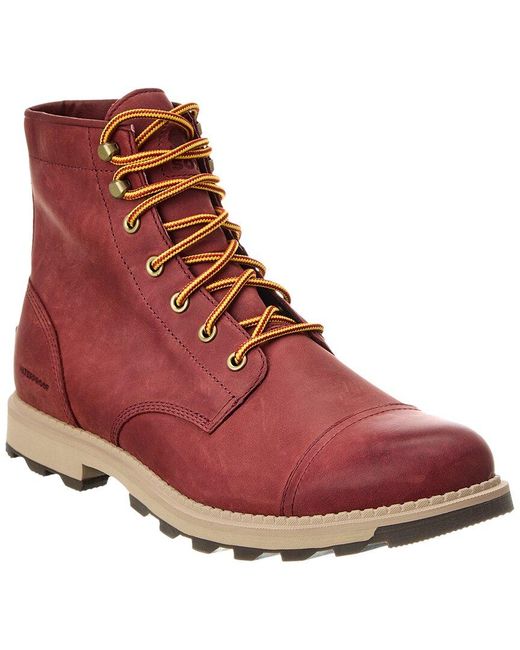 Sorel Red Madson Ii Chore Waterproof Leather Boot for men