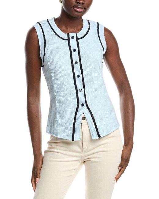French Connection Blue Contrast Piping Vest