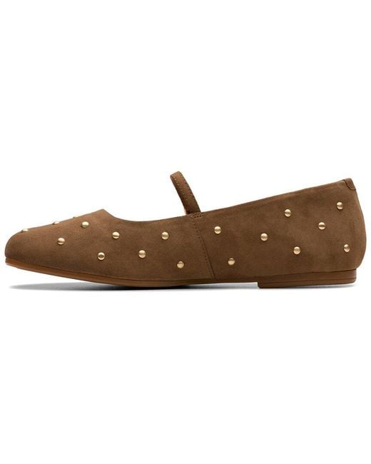 Clarks Brown Livia Stud Suede Mary Jane Flat