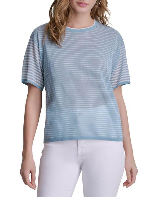 DKNY Blue Striped Lightweight Sweater