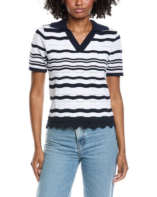 Laundry by Shelli Segal Blue Mermaid Short Sleeve Sweater