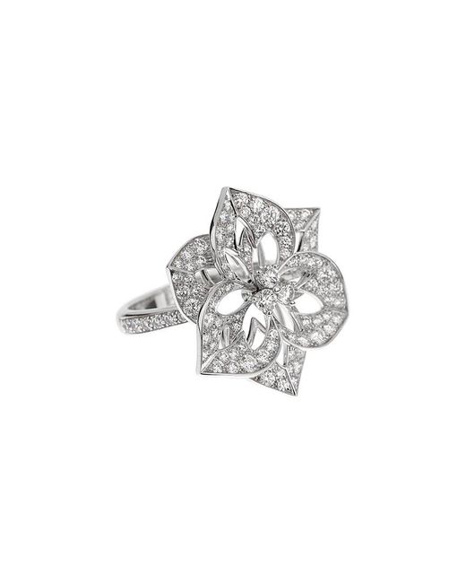 Boucheron White 18K 1.55 Ct. Tw. Diamond Large Flower Cocktail Ring (Authentic Pre- Owned)