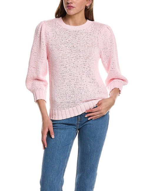 Design History Blue Elbow Puff Sleeve Pullover