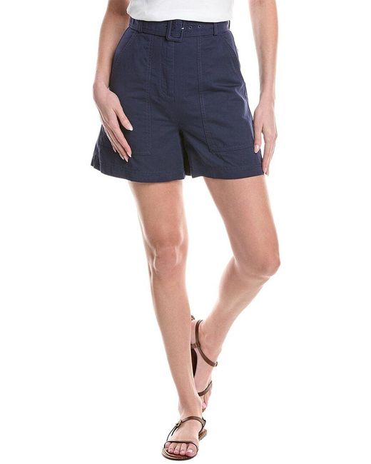 Max Mara Blue Cirino Linen-Blend Short