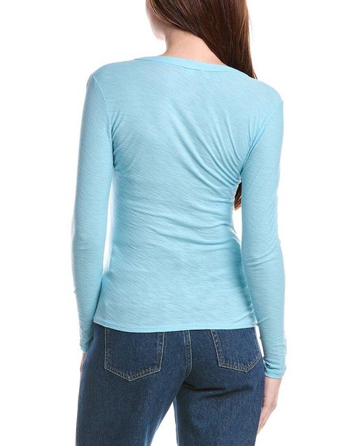 James Perse Blue Jersey Henley Top
