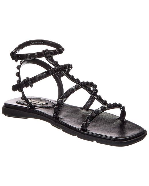 Miu Miu Black Leather Sandal