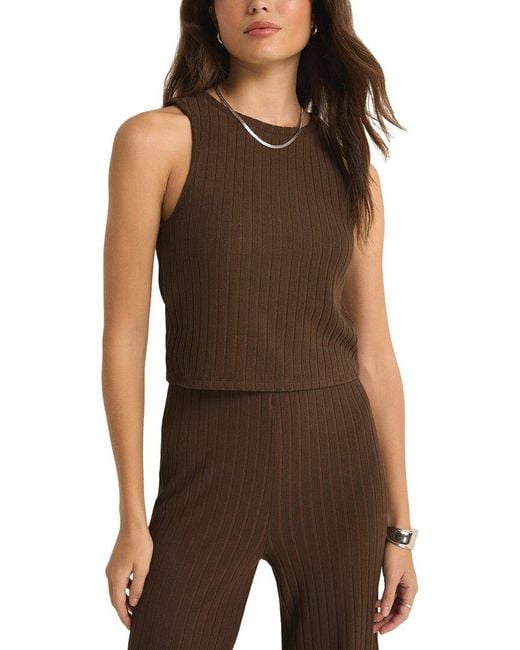 Z Supply Brown Lorraine Rib Tank