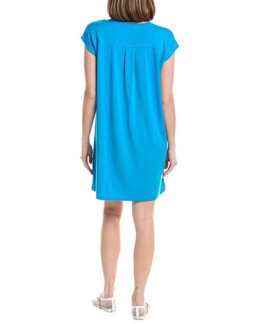Eileen Fisher Blue Crew Neck Boxy Shirtdress