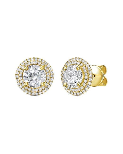 Diana M Metallic Diana M. 14K 4.00 Ct. Tw. Lab-Grown Diamond Halo Earrings