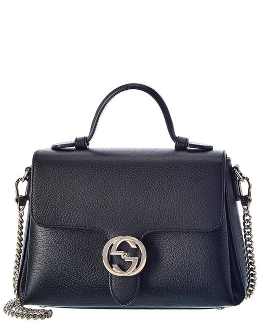 Gucci Logo Leather Shoulder Bag in Black | Lyst