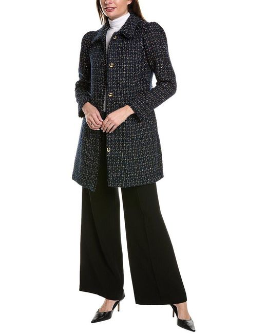 Sail To Sable Black Tweed Wool-blend Coat