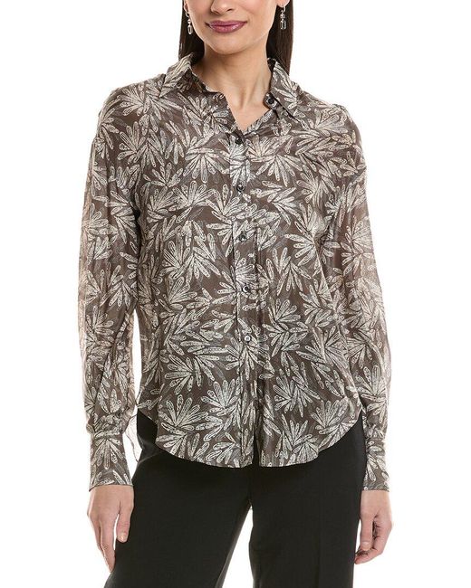 Brunello Cucinelli Gray Silk Blouse
