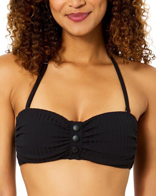 Anne Cole Black Snap Front Bandeau Top