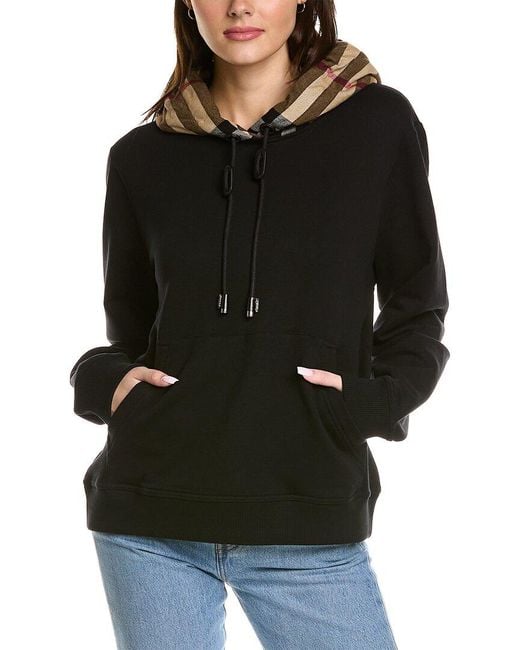Burberry Cotton Check Hood Oversized Hoodie in Black Lyst Canada
