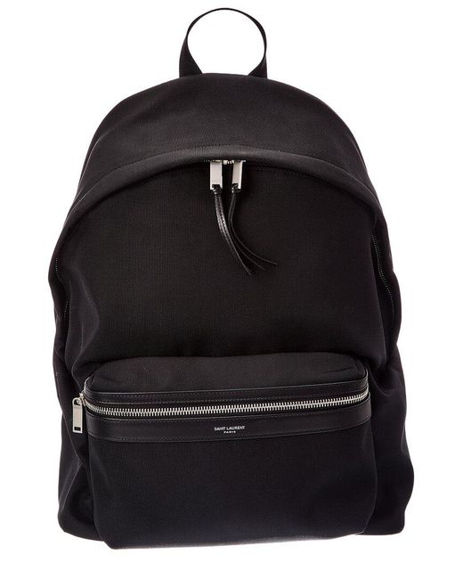 Saint Laurent Black City Canvas & Leather Backpack for men