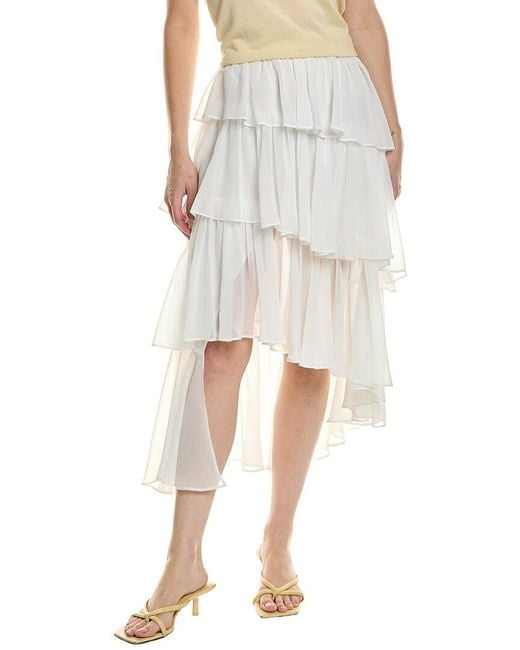 Bardot Natural Adelene Frill Midi Skirt