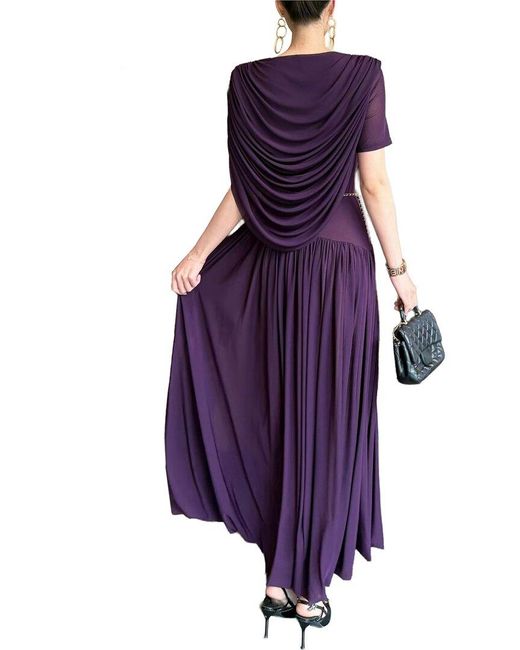 BURRYCO Purple Short Sleeve Solid Maxi Dress
