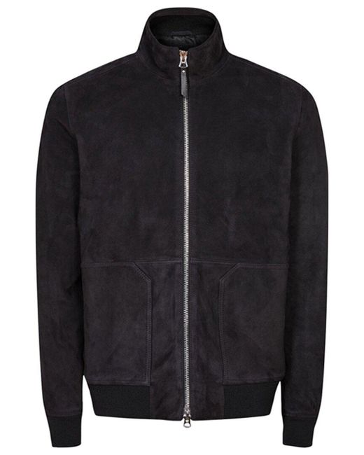 Reiss Black Damon Leather Jacket for men