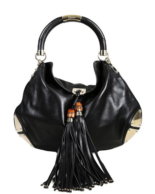 Gucci Black Leather Babouska Indy Hobo Bag