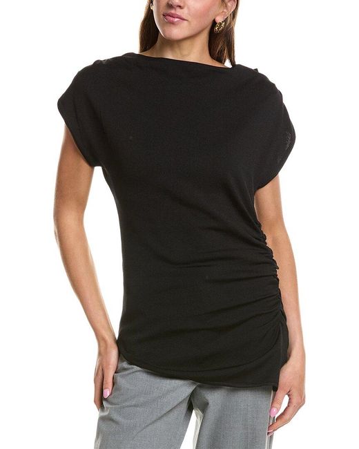 Kenneth Cole Black Asymmetrical Drape Top
