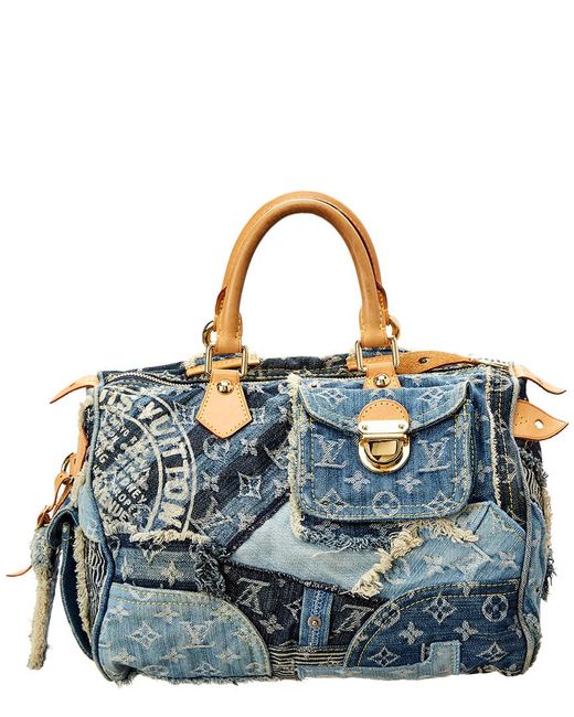Louis Vuitton Blue Monogram Denim Limited Edition Patchwork Speedy Bag