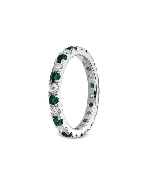 Lab Grown Gemstones White 14K 1.75 Ct. Tw. Lab-Grown Diamond & Lab-Grown Emerald Eternity Ring