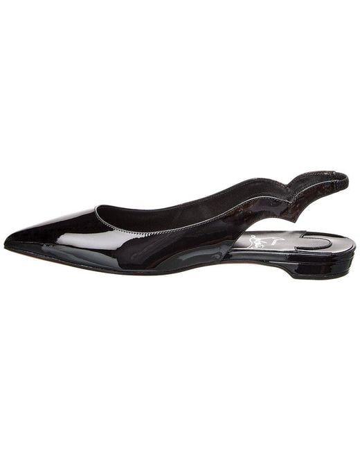 Christian Louboutin Black Dnu Inv Hot Chickita Patent Slingback Flat