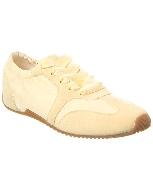 Rag & Bone White Emilee Ballet Runner Satin & Suede Sneaker