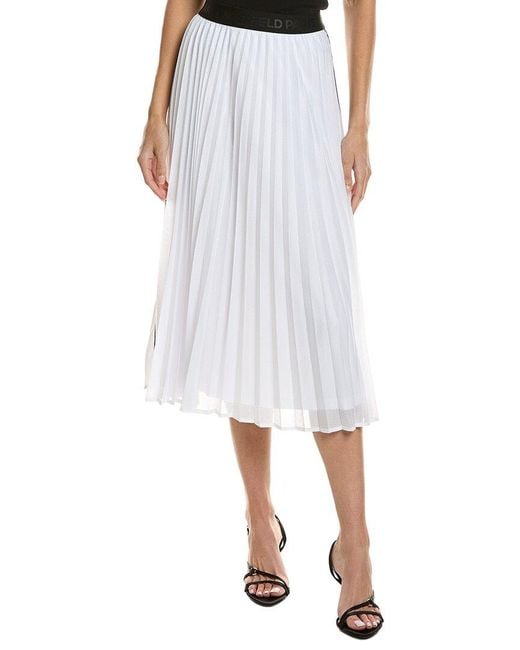 Karl Lagerfeld White Pleated Mesh Skirt