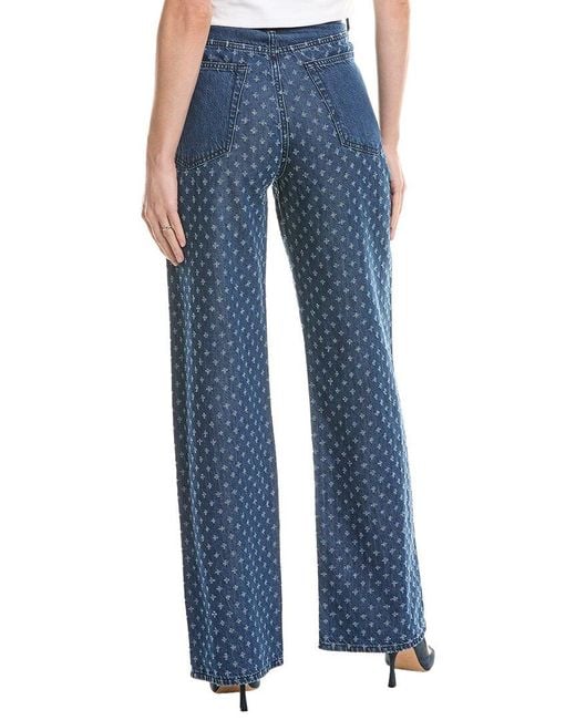 Rag & Bone Blue Lori Mid-Rise Augusta Tweed Wide Leg Jean